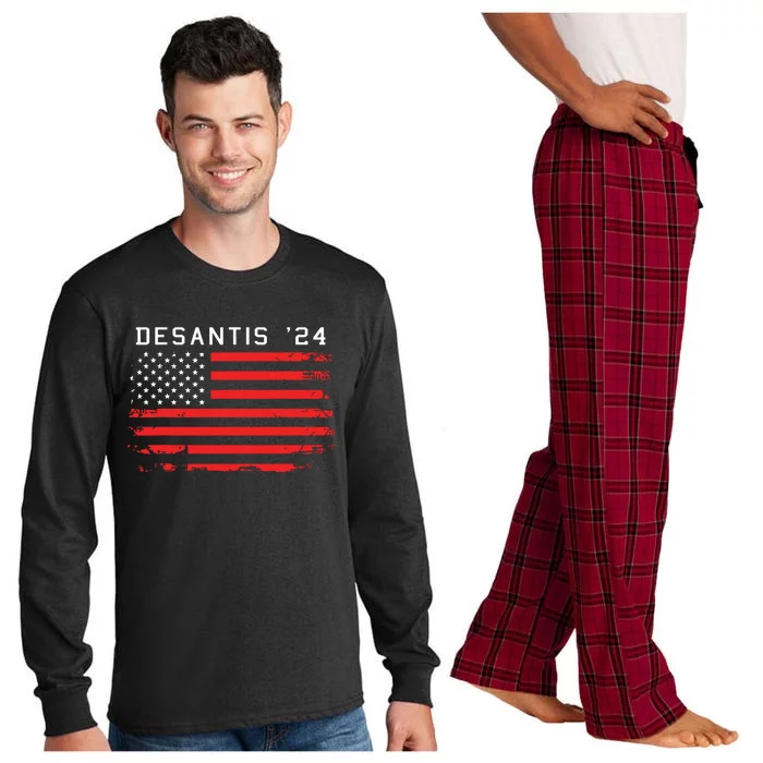 RON DESANTIS 2024 DeSantis 24 Red USA Flag Long Sleeve Pajama Set