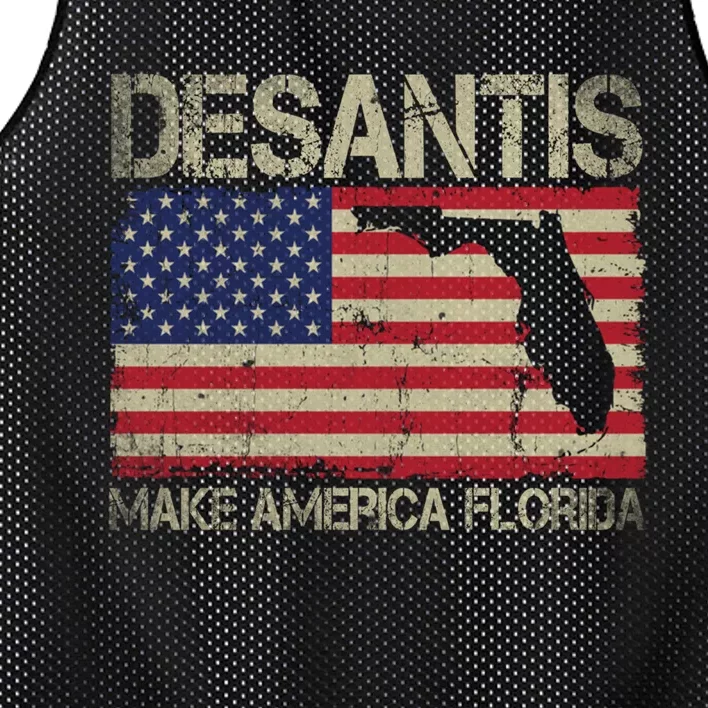 Ron DeSantis 2024 Make America Florida Vintage US Flag Mesh Reversible Basketball Jersey Tank