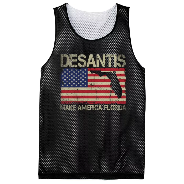 Ron DeSantis 2024 Make America Florida Vintage US Flag Mesh Reversible Basketball Jersey Tank