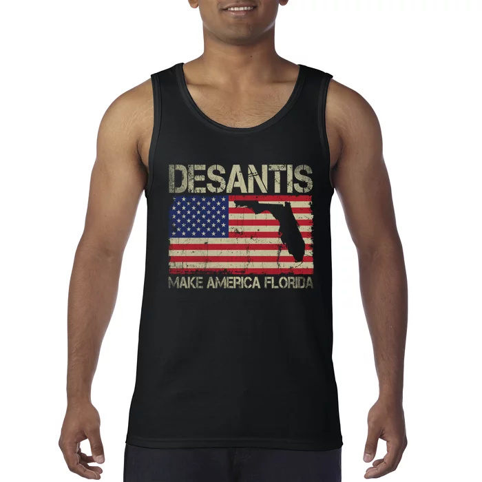 Ron DeSantis 2024 Make America Florida Vintage US Flag Tank Top