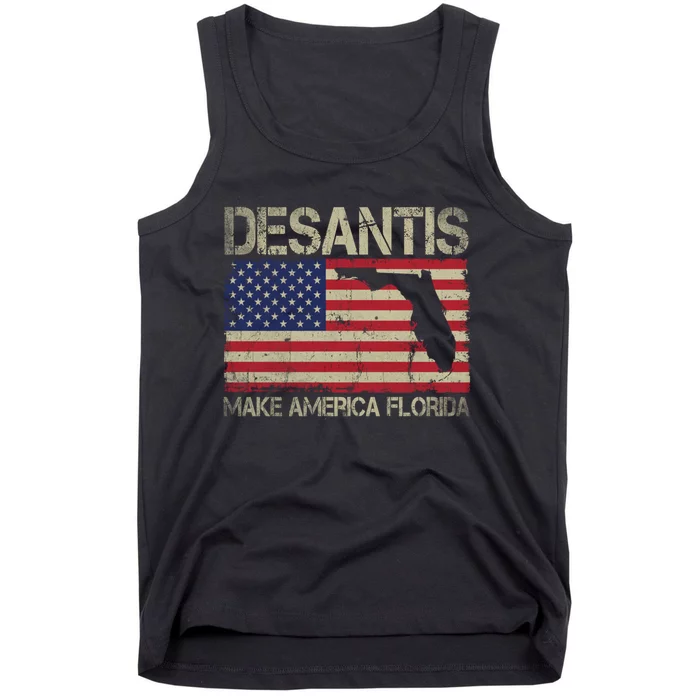 Ron DeSantis 2024 Make America Florida Vintage US Flag Tank Top