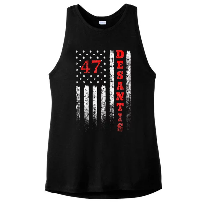 Ron Desantis 2024 For President American Flag Vintage USA Ladies Tri-Blend Wicking Tank