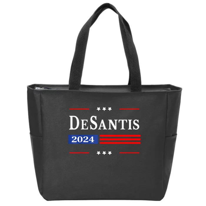 Ron Desantis 2024 For President American Flag Vintage Pro Zip Tote Bag