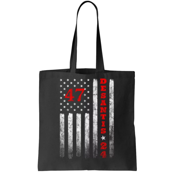 Ron Desantis 2024 47th President American Flag Retro Vintage Tote Bag