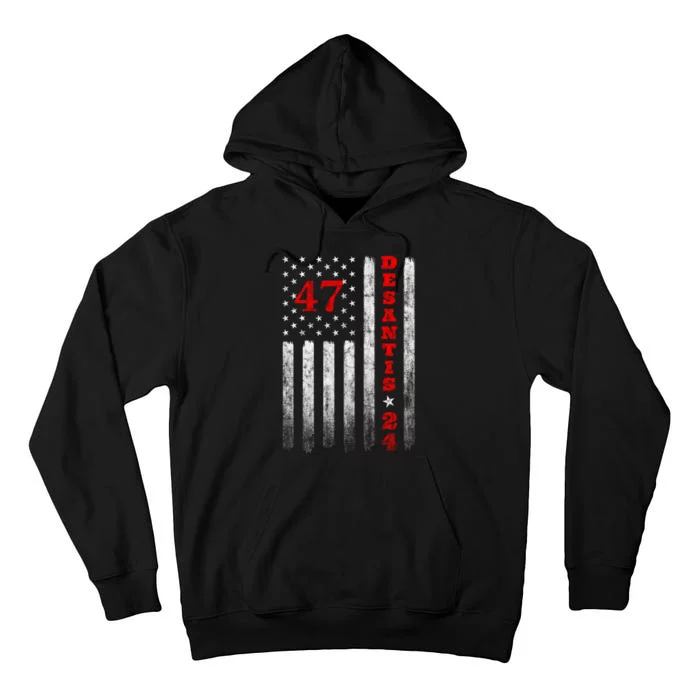 Ron Desantis 2024 47th President American Flag Retro Vintage Tall Hoodie