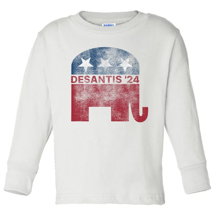 Ron Desantis 2024 For President American Flag Vintage Pro Toddler Long Sleeve Shirt