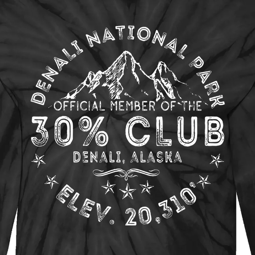 Retro Denali 30 Club Alaska National Park Denali Alaska Tie-Dye Long Sleeve Shirt