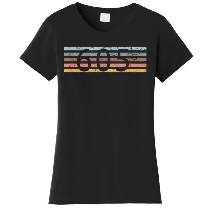 Retro Distressed 605 Area Code Sioux Falls South Dakota SD Women's T-Shirt