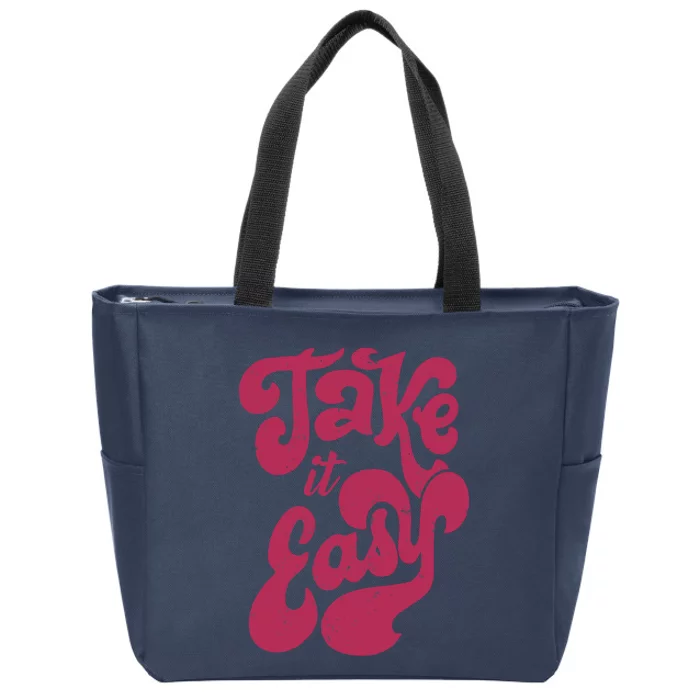 Retro Distressed 70s Take It Easy Zip Tote Bag