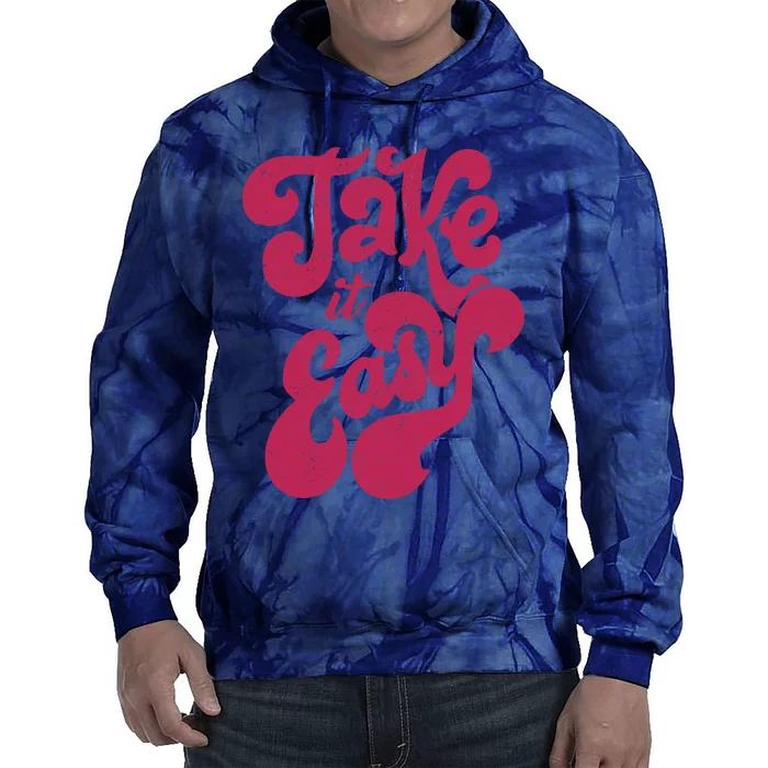 Retro Distressed 70s Take It Easy Tie Dye Hoodie