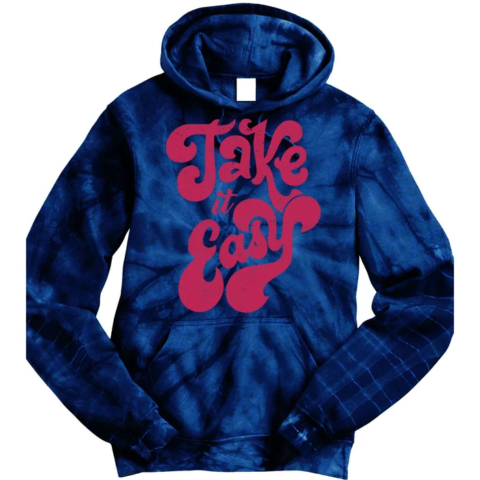 Retro Distressed 70s Take It Easy Tie Dye Hoodie