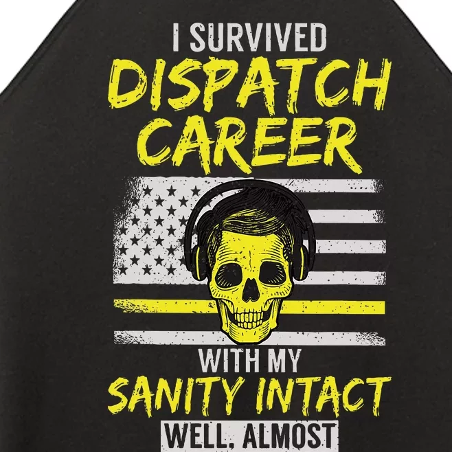 Retired Dispatcher 911 Thin Yellow Line Patriotic Women’s Perfect Tri Rocker Tank