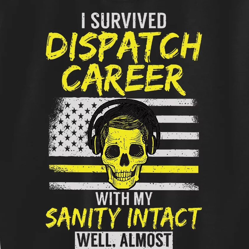 Retired Dispatcher 911 Thin Yellow Line Patriotic Kids Sweatshirt