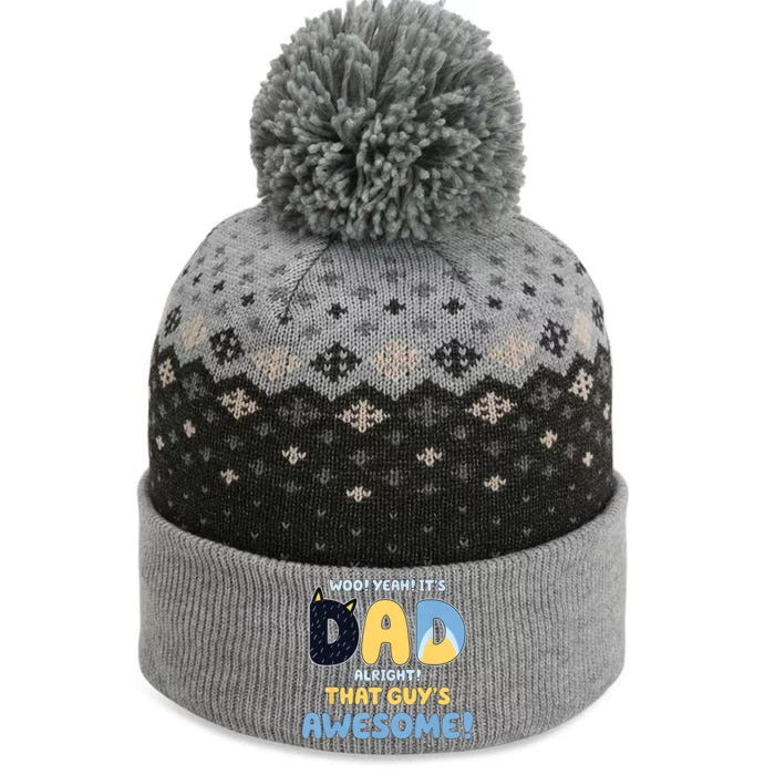 Retro Dad Alright That Guys Awesome Fathers Day The Baniff Cuffed Pom Beanie