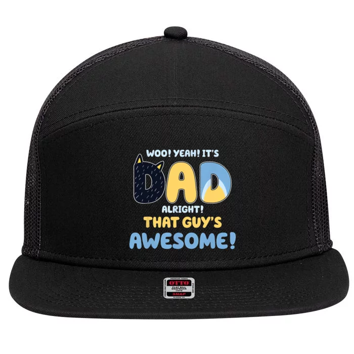 Retro Dad Alright That Guys Awesome Fathers Day 7 Panel Mesh Trucker Snapback Hat