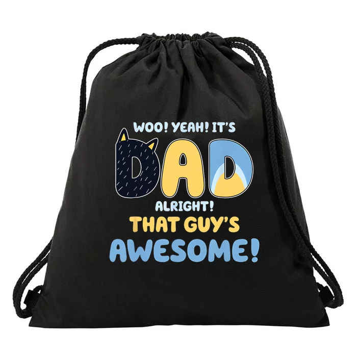 Retro Dad Alright That Guys Awesome Fathers Day Drawstring Bag