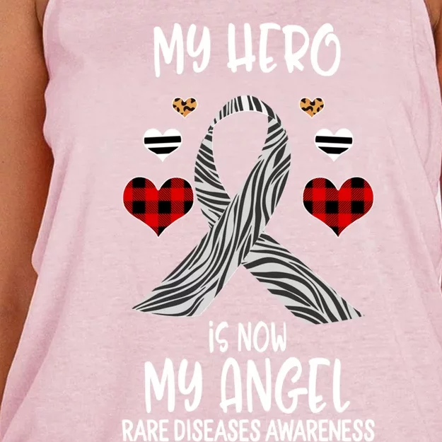 Rare Diseases Awareness Remembrance Hero Is Now My Angel Gift Women's Knotted Racerback Tank