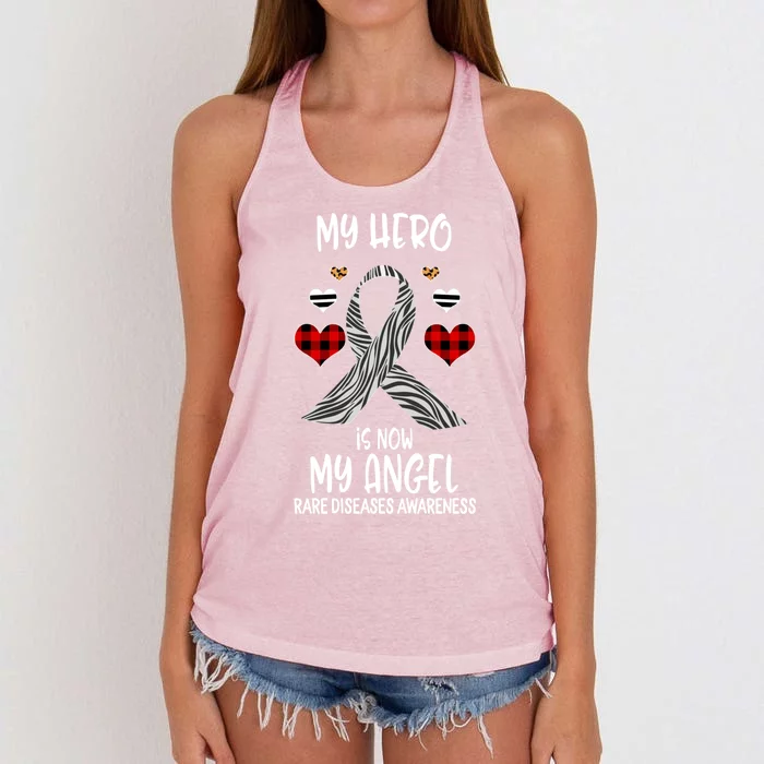 Rare Diseases Awareness Remembrance Hero Is Now My Angel Gift Women's Knotted Racerback Tank