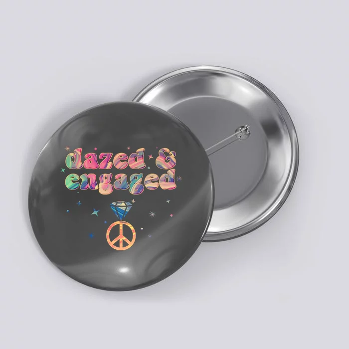 Retro Dazed And Engaged New Bride Wife Button