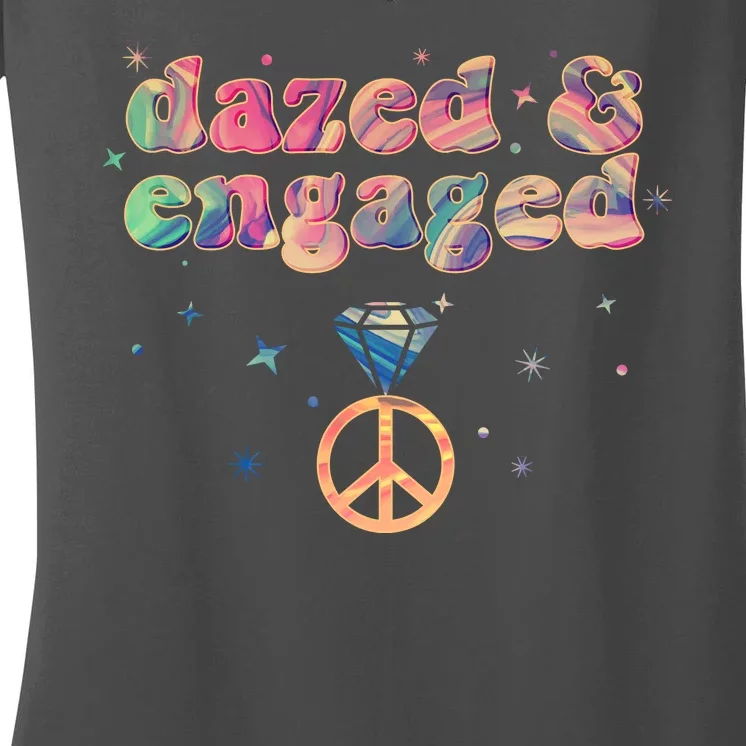 Retro Dazed And Engaged New Bride Wife Women's V-Neck T-Shirt