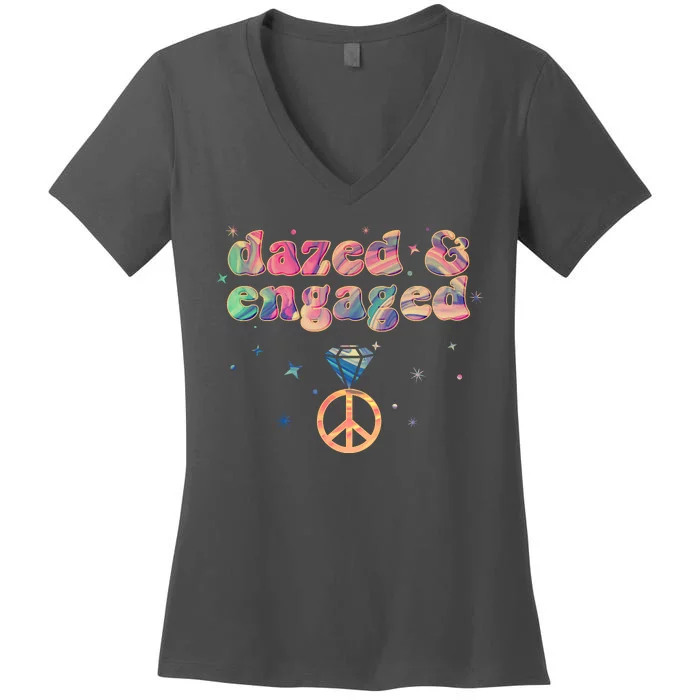 Retro Dazed And Engaged New Bride Wife Women's V-Neck T-Shirt