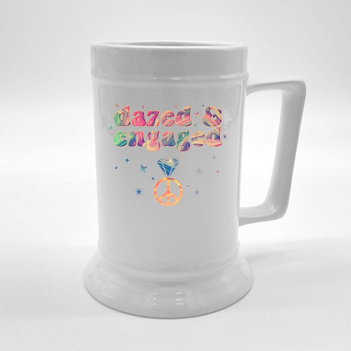 Retro Dazed And Engaged New Bride Wife Front & Back Beer Stein