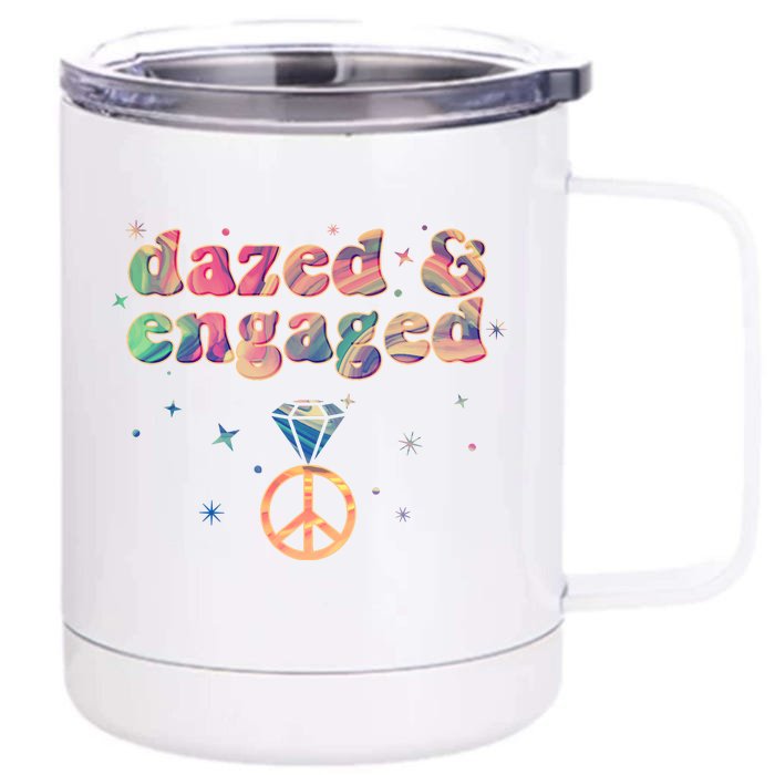 Retro Dazed And Engaged New Bride Wife Front & Back 12oz Stainless Steel Tumbler Cup