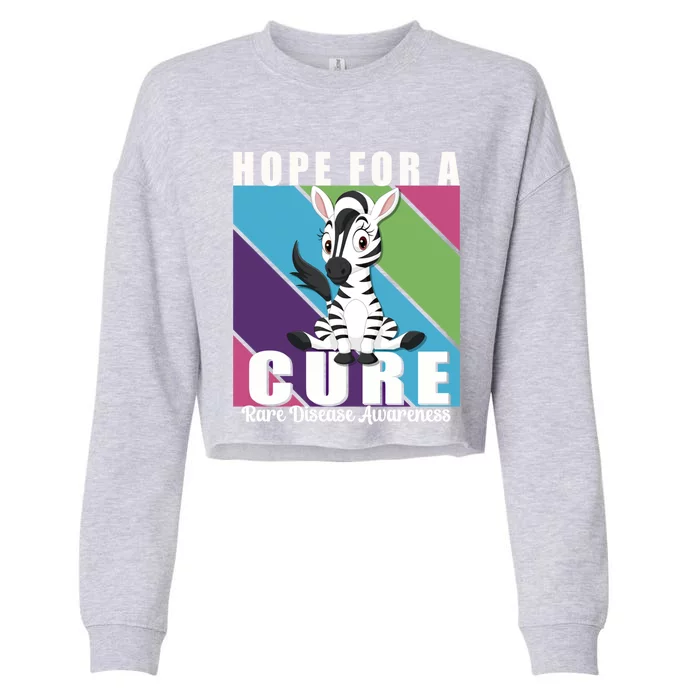 Rare Disease Awareness Day Hope Cure Support Zebra Funny Gift Cropped Pullover Crew