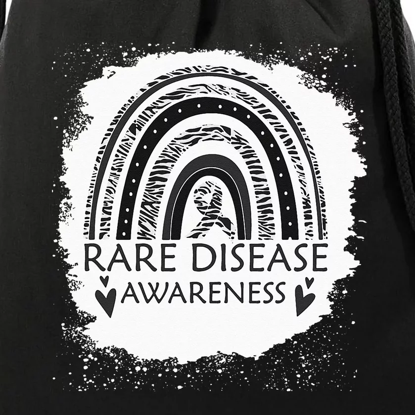 Rare Disease Awareness Bleached Rainbow Zebra Ribbon Drawstring Bag