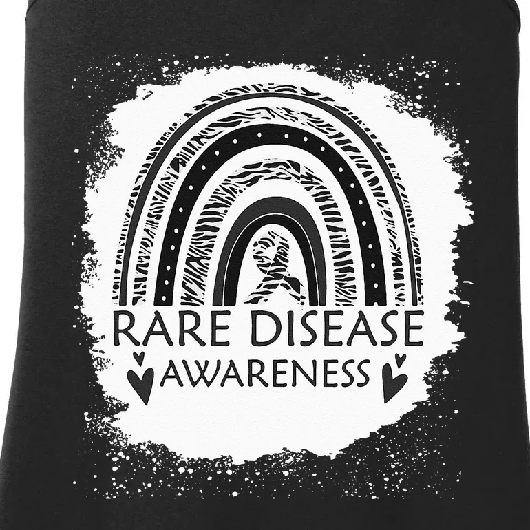 Rare Disease Awareness Bleached Rainbow Zebra Ribbon Ladies Essential Tank