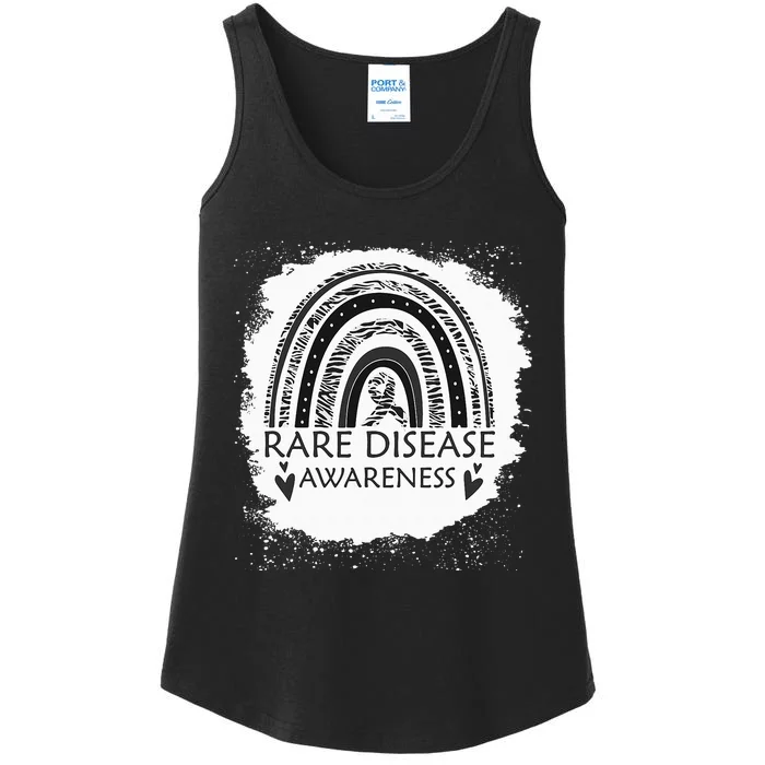 Rare Disease Awareness Bleached Rainbow Zebra Ribbon Ladies Essential Tank