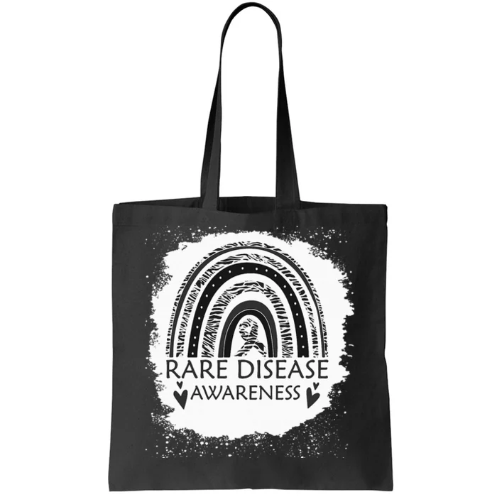 Rare Disease Awareness Bleached Rainbow Zebra Ribbon Tote Bag