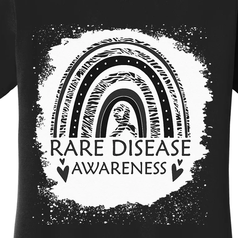 Rare Disease Awareness Bleached Rainbow Zebra Ribbon Women's T-Shirt