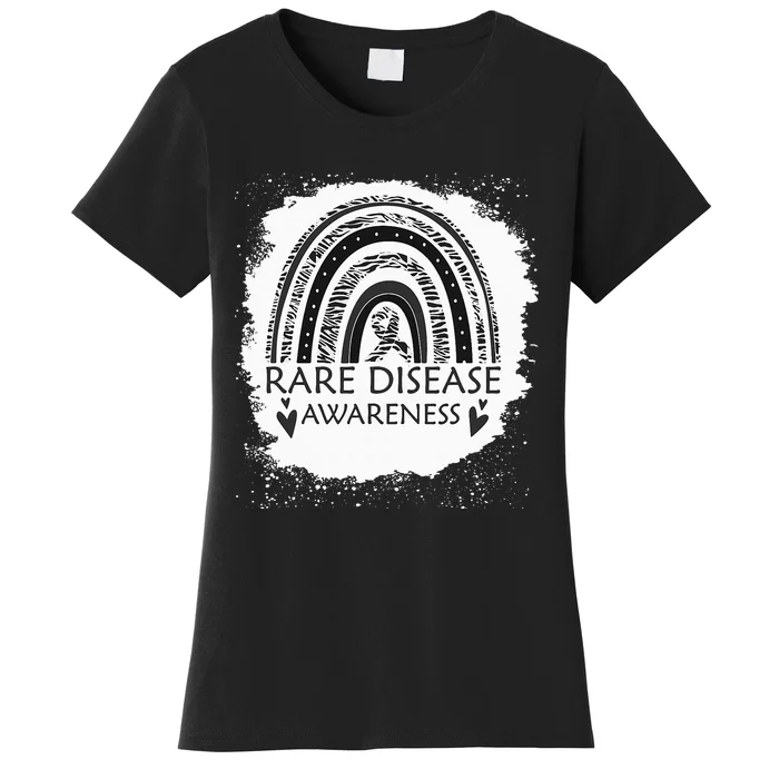 Rare Disease Awareness Bleached Rainbow Zebra Ribbon Women's T-Shirt