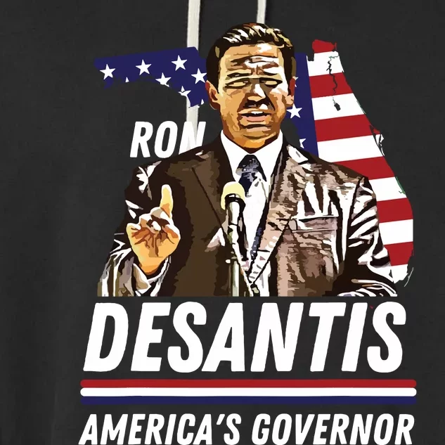 Ron Desantis Americas Governor Florida US Flag Garment-Dyed Fleece Hoodie