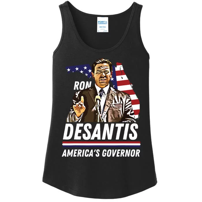 Ron Desantis Americas Governor Florida US Flag Ladies Essential Tank