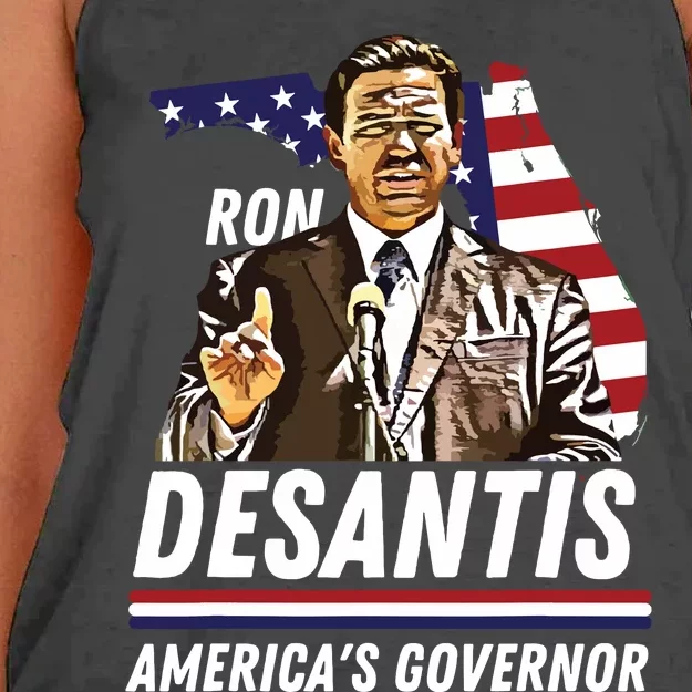 Ron Desantis Americas Governor Florida US Flag Women's Knotted Racerback Tank