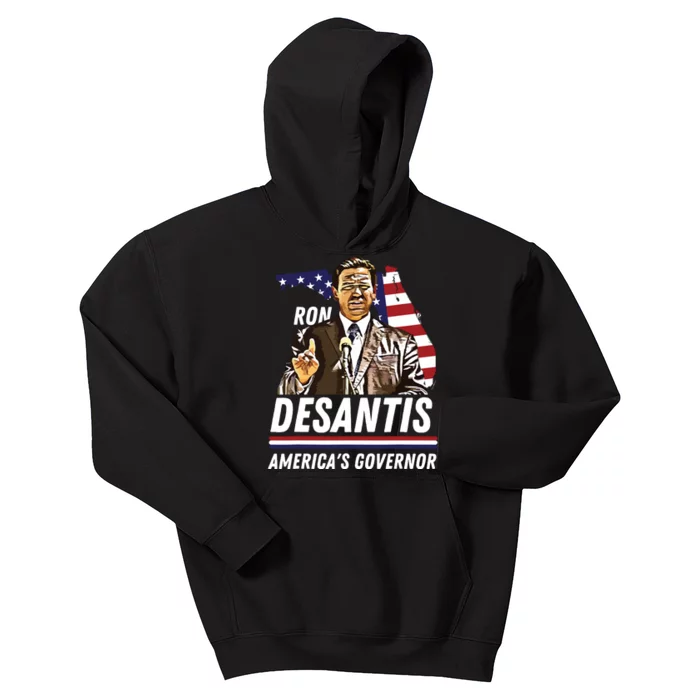 Ron Desantis Americas Governor Florida US Flag Kids Hoodie