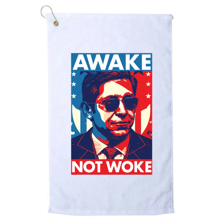 Ron DeSantis Awake Not Woke Florida Governor Platinum Collection Golf Towel