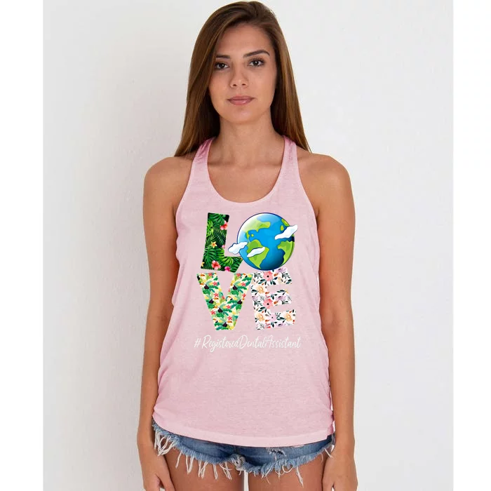 Registered Dental Assistant Love Earth Day 52nd Anniversary Meaningful Gift Women's Knotted Racerback Tank