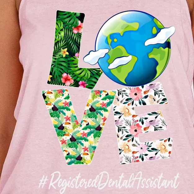 Registered Dental Assistant Love Earth Day 52nd Anniversary Meaningful Gift Women's Knotted Racerback Tank