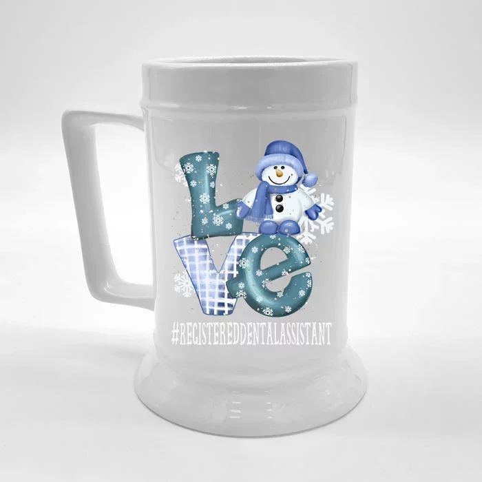 Registered Dental Assistant Love Snow Xmas Winter Season Cute Gift Front & Back Beer Stein