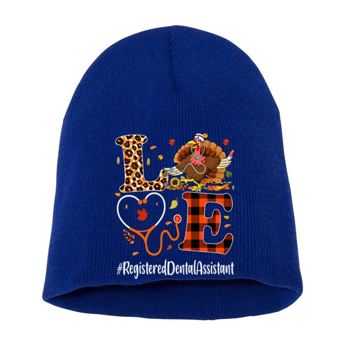 Registered Dental Assistant Love Thanksgiving Leopard Funny Meaningful Gift Short Acrylic Beanie