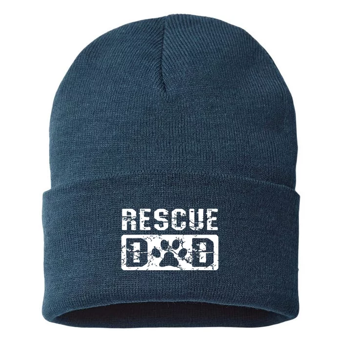 Rescue Dad Animal Activist Dog Lover Pet Owner Rescuer Dad Sustainable Knit Beanie