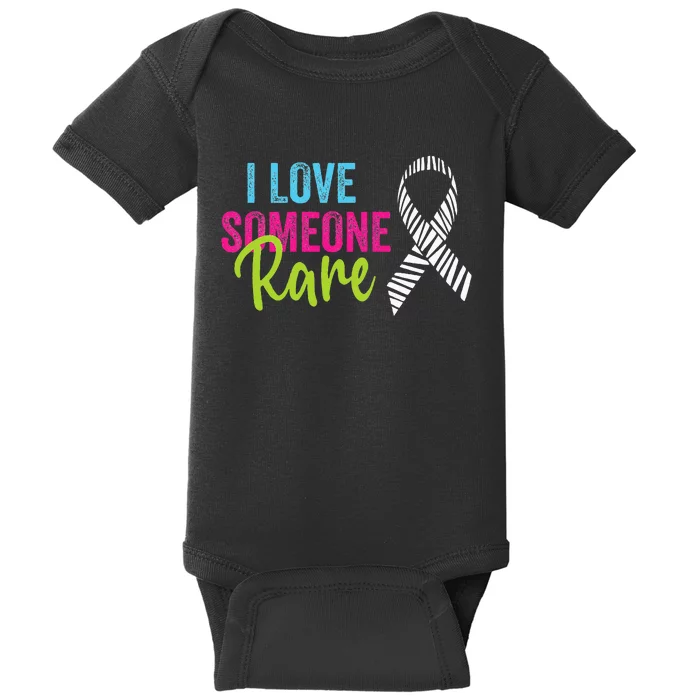 Rare Disease Awareness Zebra Ribbon I Love Someone Rare Baby Bodysuit