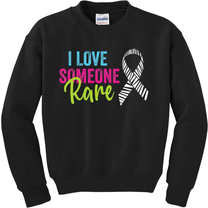 Rare Disease Awareness Zebra Ribbon I Love Someone Rare Kids Sweatshirt