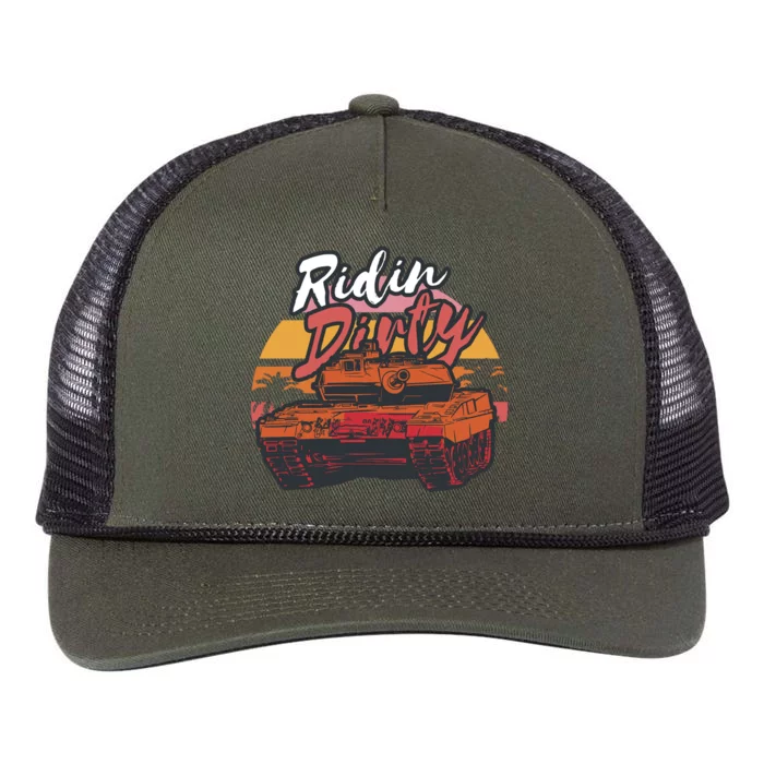 Ridin Dirty Army Retro Rope Trucker Hat Cap