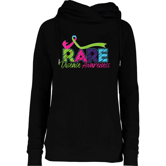 Rare Disease Awareness Rare Disease Day Warriors 2024 Womens Funnel Neck Pullover Hood