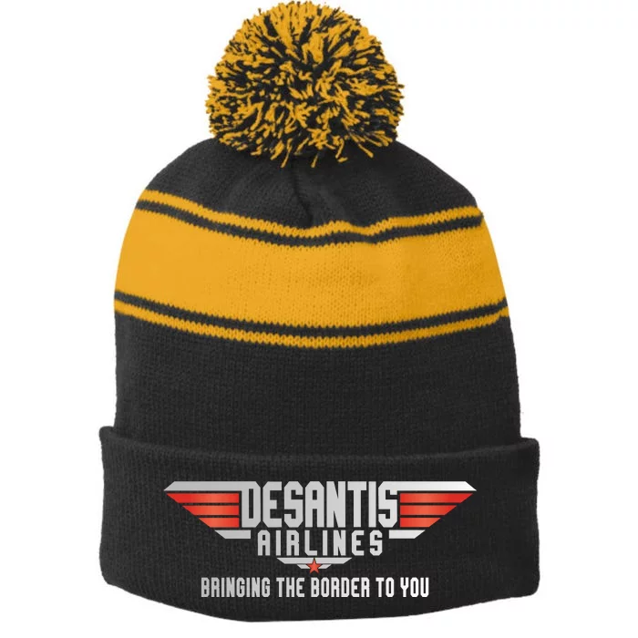 Ron DeSantis Airlines Top DeSantis Airlines Funny Meme Stripe Pom Pom Beanie