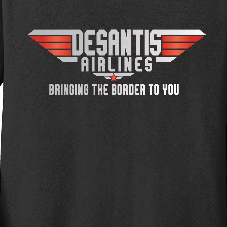 Ron DeSantis Airlines Top DeSantis Airlines Funny Meme Kids Long Sleeve Shirt